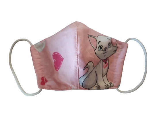 Masca de protectie ANALUCA anatomica pentru copii pisicute pe roz
