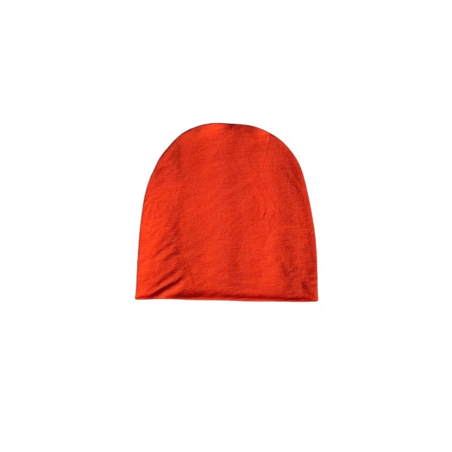 Caciula Beanie orange marime unica in doua straturi din lana merinos 100%