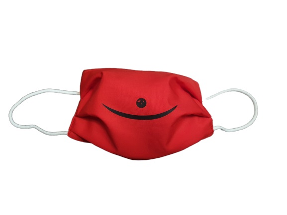 Masca de protectie ANALUCA cu pliuri pentru adulti rosie cu smile